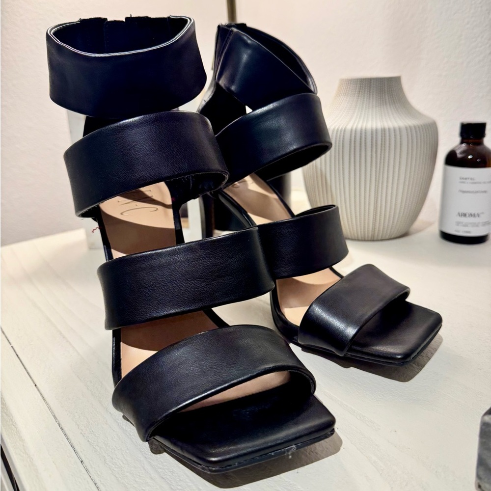 INC International Concepts Black Strappy Heels